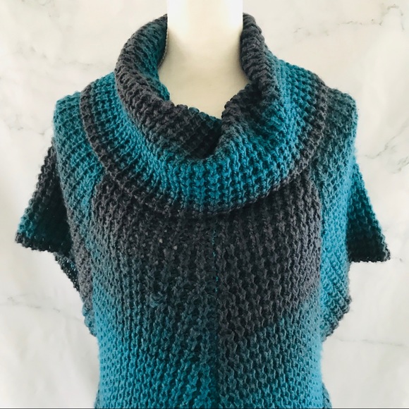 ORANGE FASHION VILLAGE Cowl Neck crocheted Poncho - Picture 6 of 8